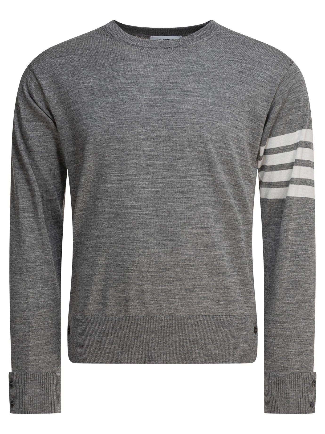 THOM BROWNE Classic Crewneck Pullover with 4 Bar Sleeve for Men
