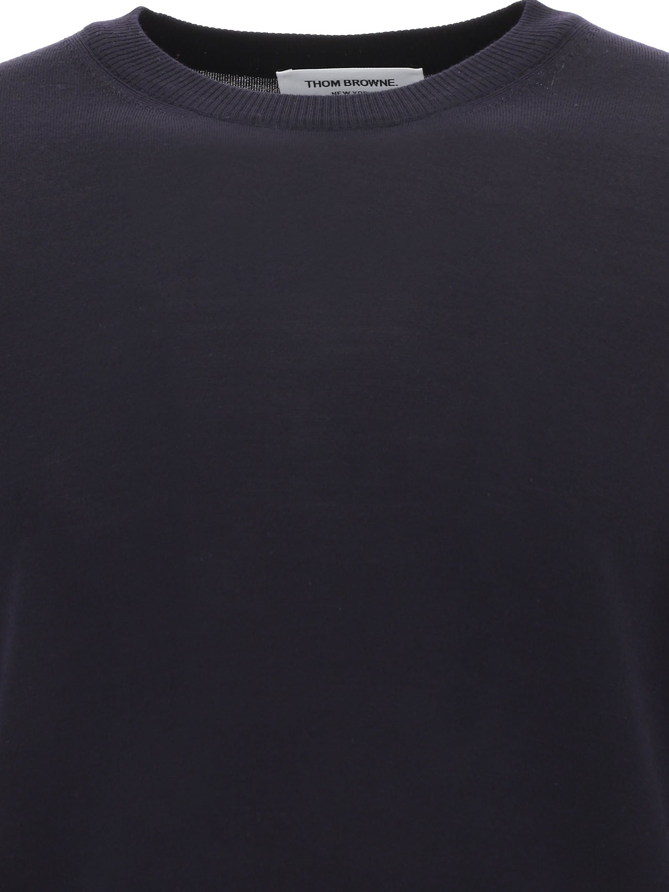 THOM BROWNE Classic Crewneck Pullover with 4 Bar Sleeve in Fine Merino Wool
