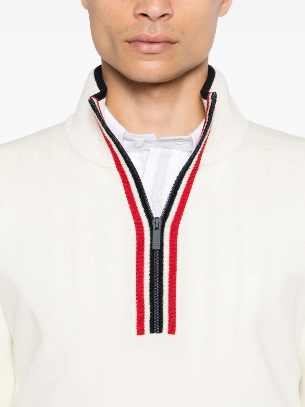 THOM BROWNE Funnel Neck Half Zip Pullover - Men’s Mini Style