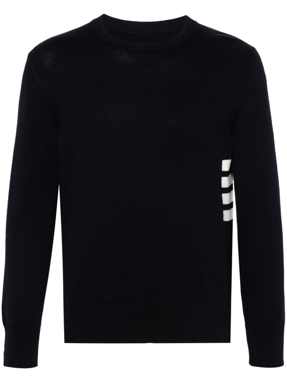 THOM BROWNE Fine Knit Ribbed Crew Neck Sweater