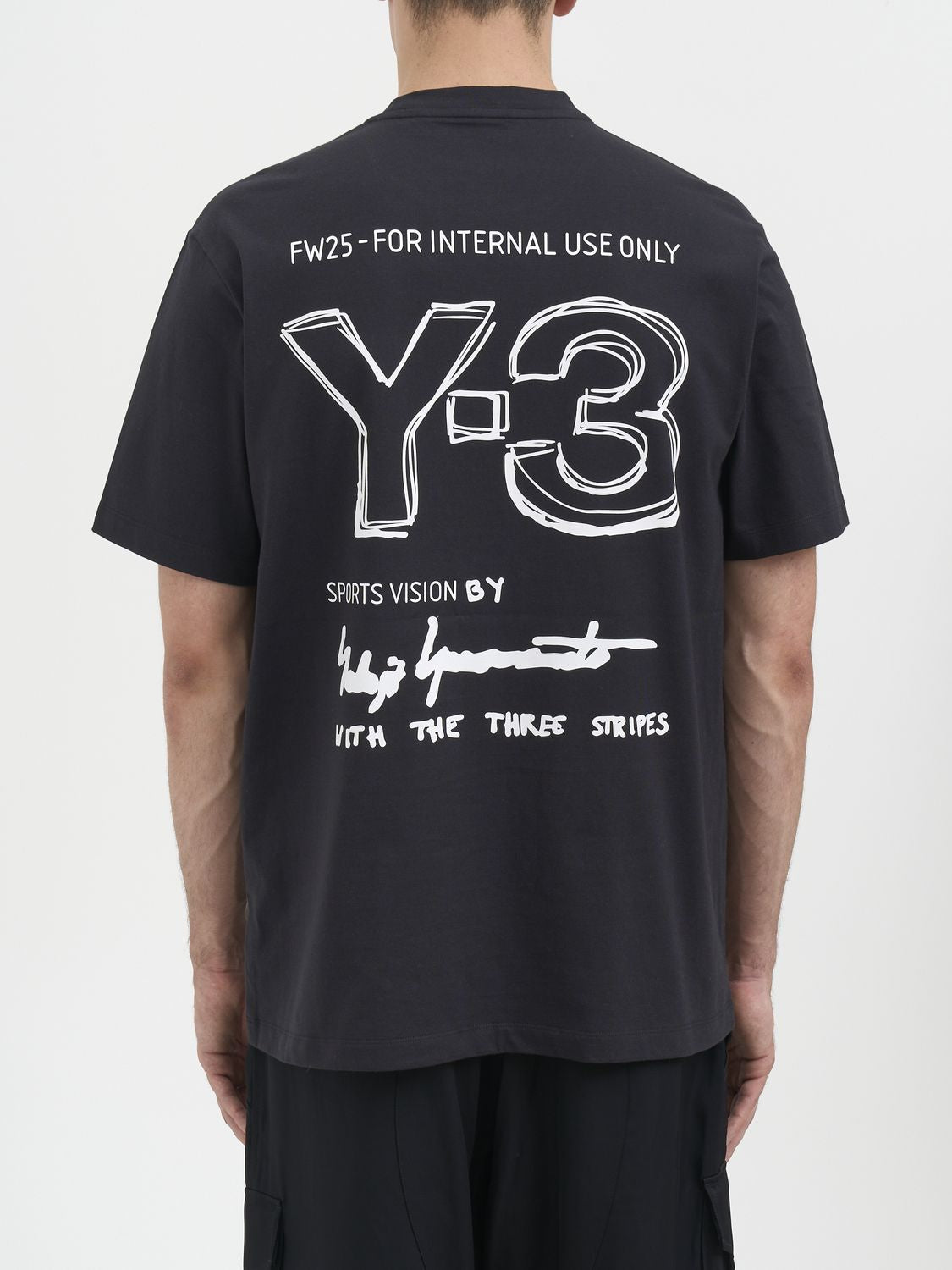 Y-3 Men's Sleeves Cut Cotton Merch T-Shirt