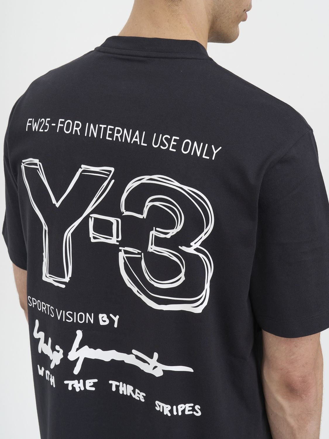 Y-3 Men's Sleeves Cut Cotton Merch T-Shirt
