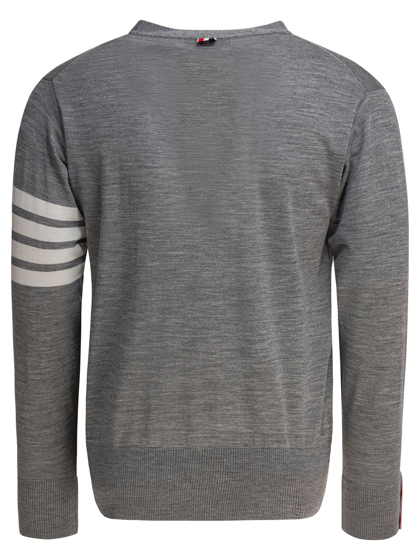 THOM BROWNE Classic V-Neck Cardigan in Fine Merino Wool with 4-Bar Stripes