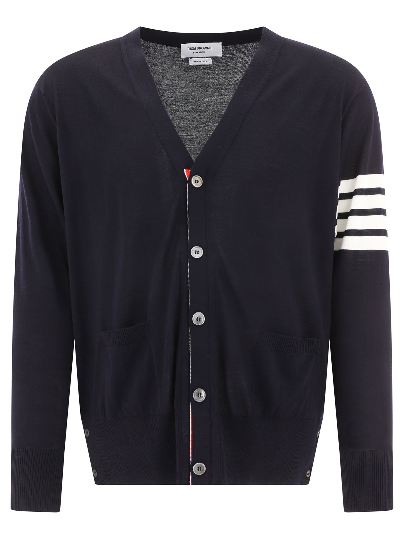 THOM BROWNE Classic V-Neck Knit Cardigan for Men
