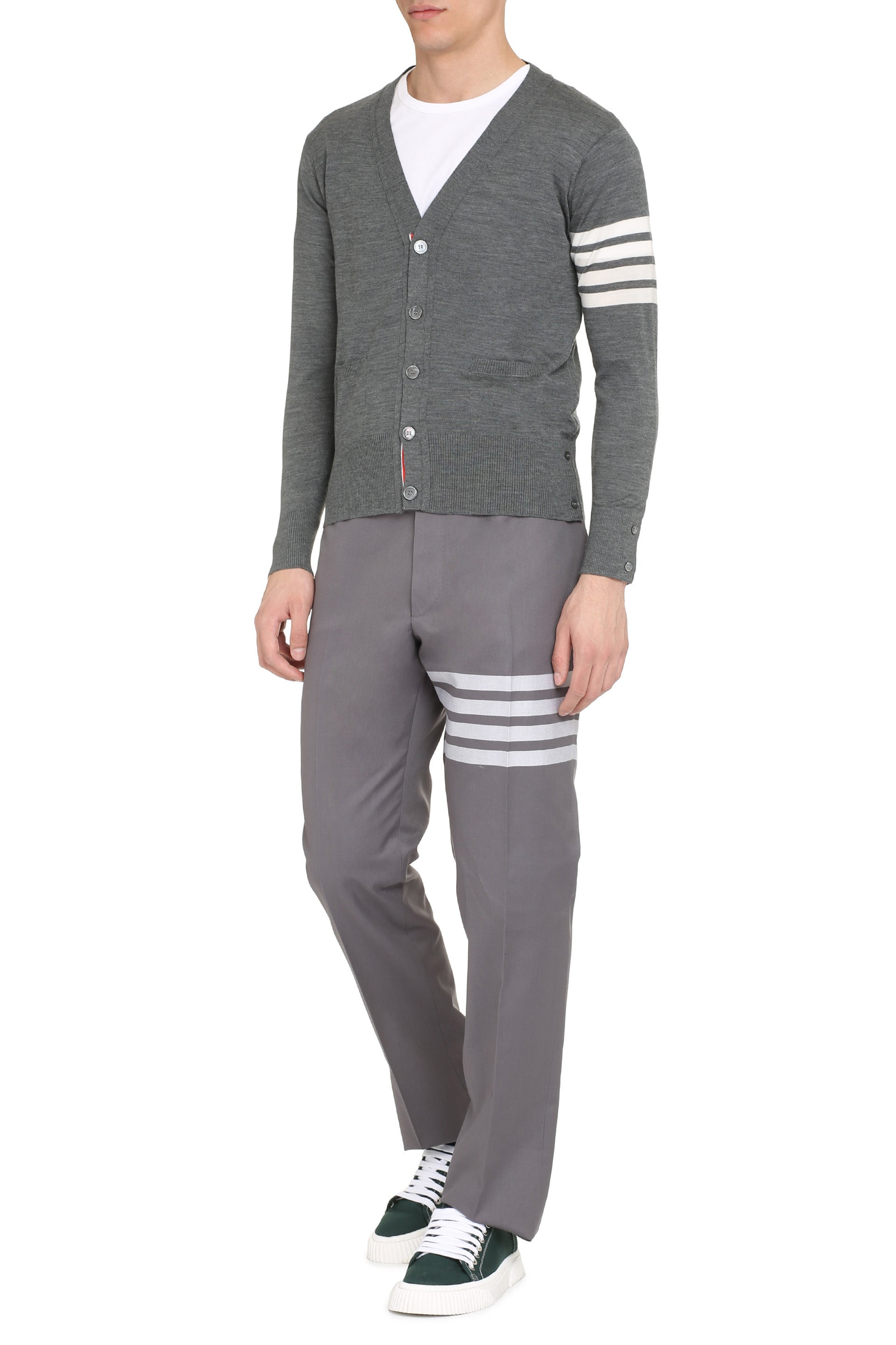 THOM BROWNE Classic 4-Bar V-Neck Cardigan for Men