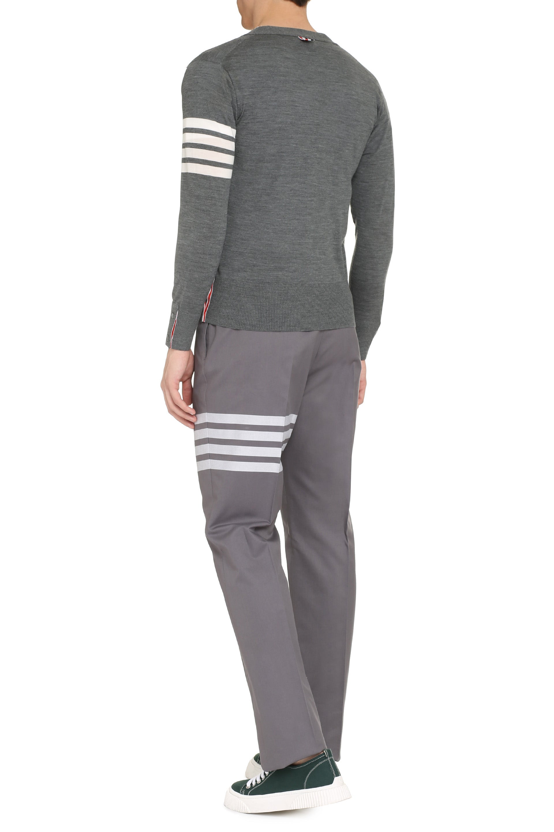 THOM BROWNE Classic 4-Bar V-Neck Cardigan for Men