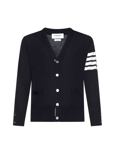 THOM BROWNE Merino Wool Cardigan with Striped Details - 2025 Collection