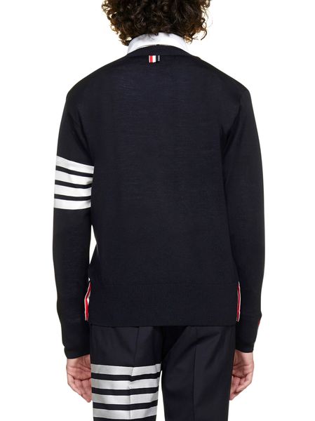THOM BROWNE Merino Wool Cardigan with Striped Details - 2025 Collection