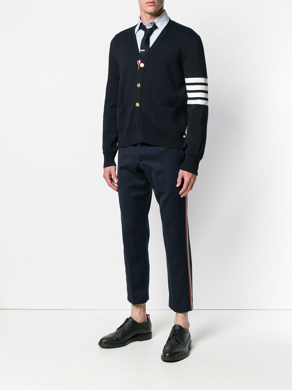 THOM BROWNE Cozy 4-Bar Cotton Cardigan for Men
