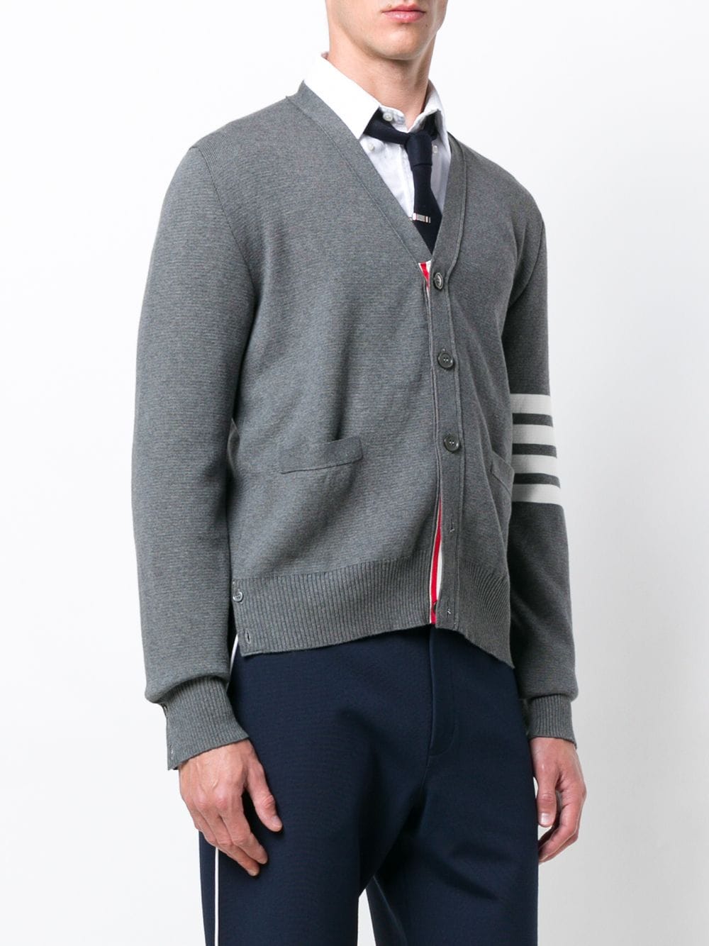 THOM BROWNE Elegant Men's V-Neck Cardigan