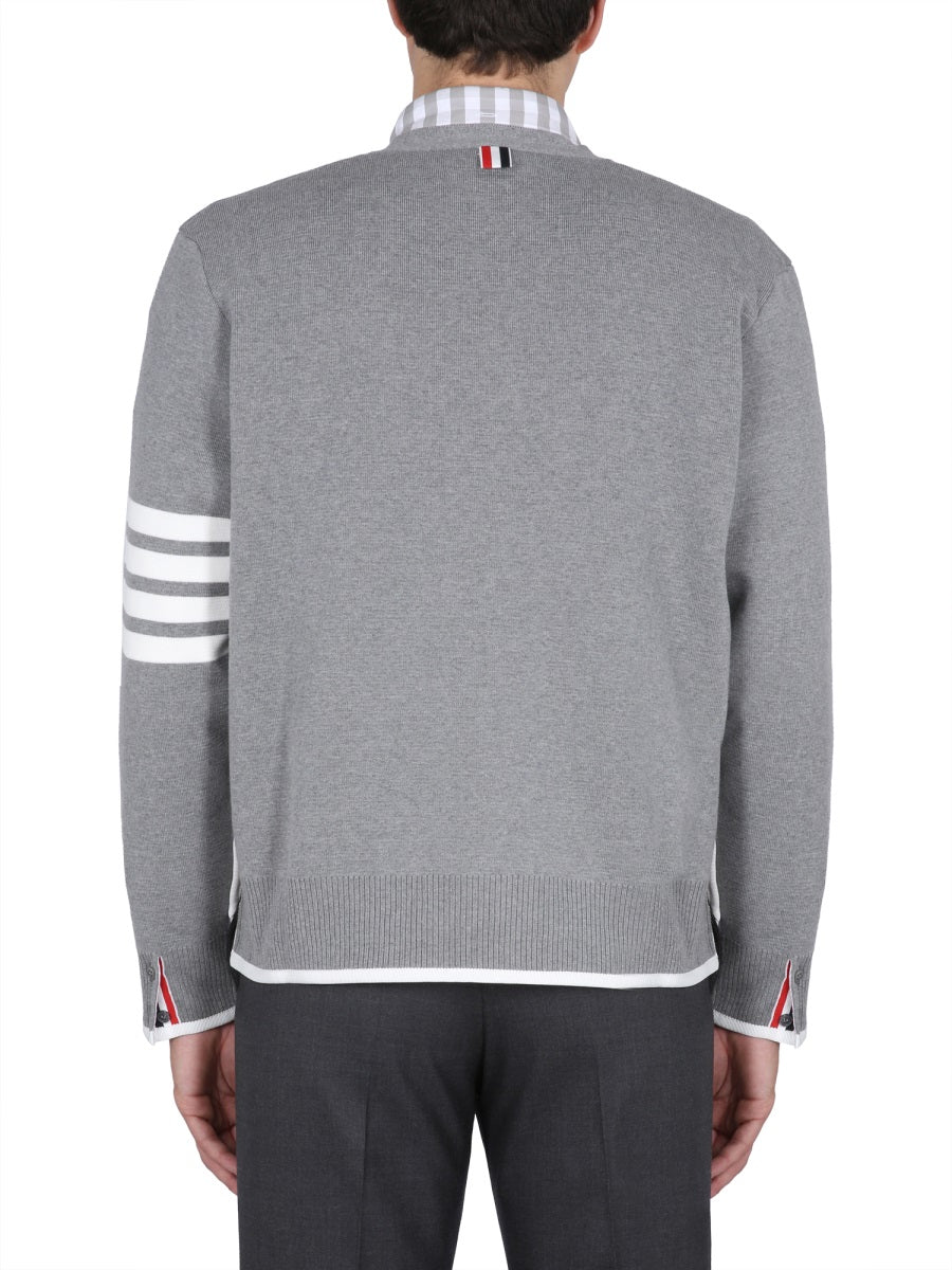 THOM BROWNE Men's V-Neck 4-Bar Stripe Cardigan