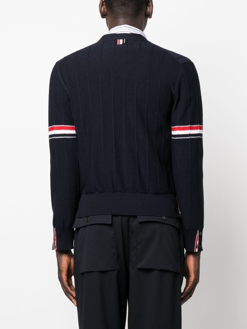 THOM BROWNE RWB Stripe V-Neck Cardigan