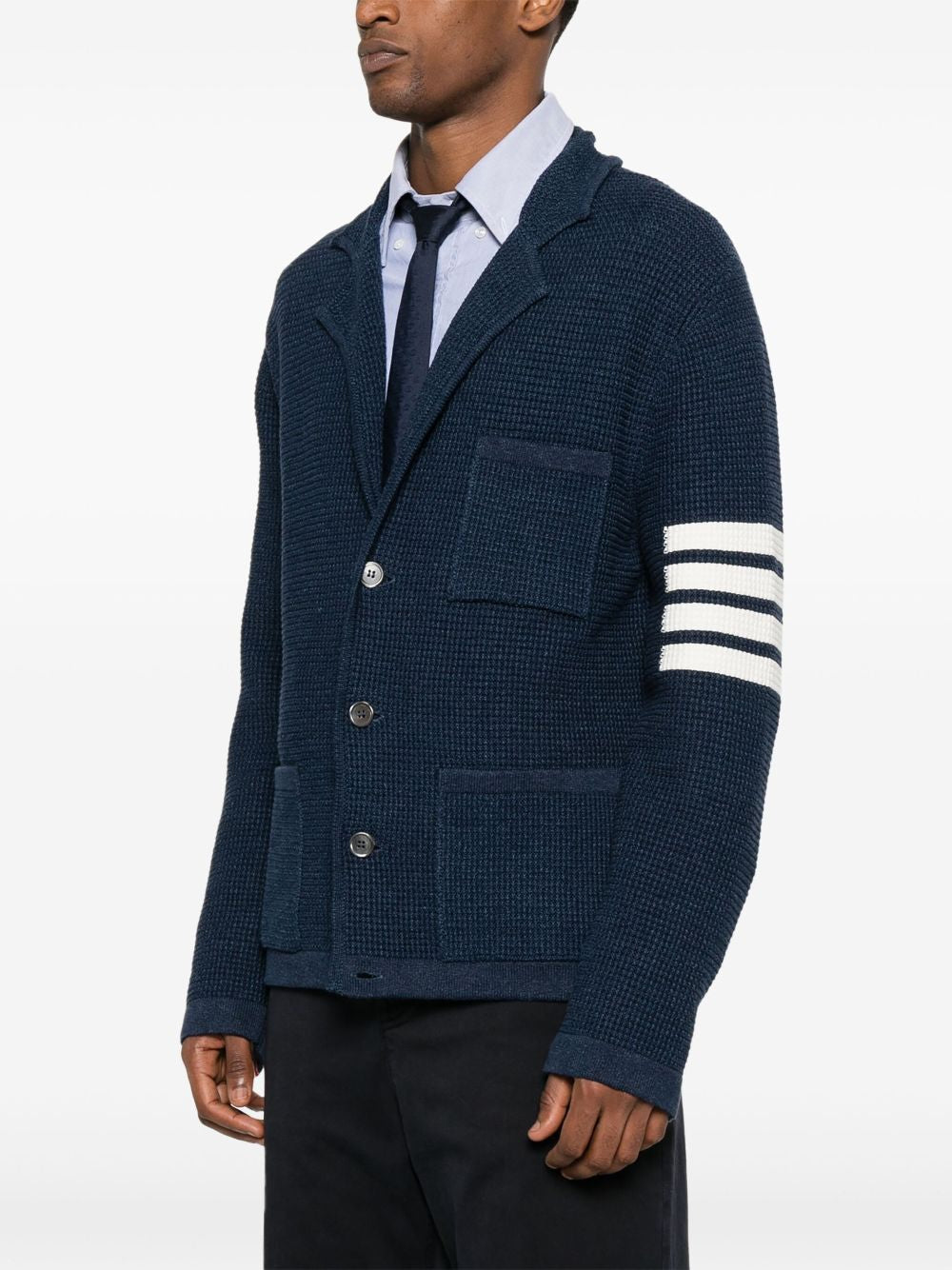 THOM BROWNE Notched Lapels Drop Shoulder Cardigan for Men