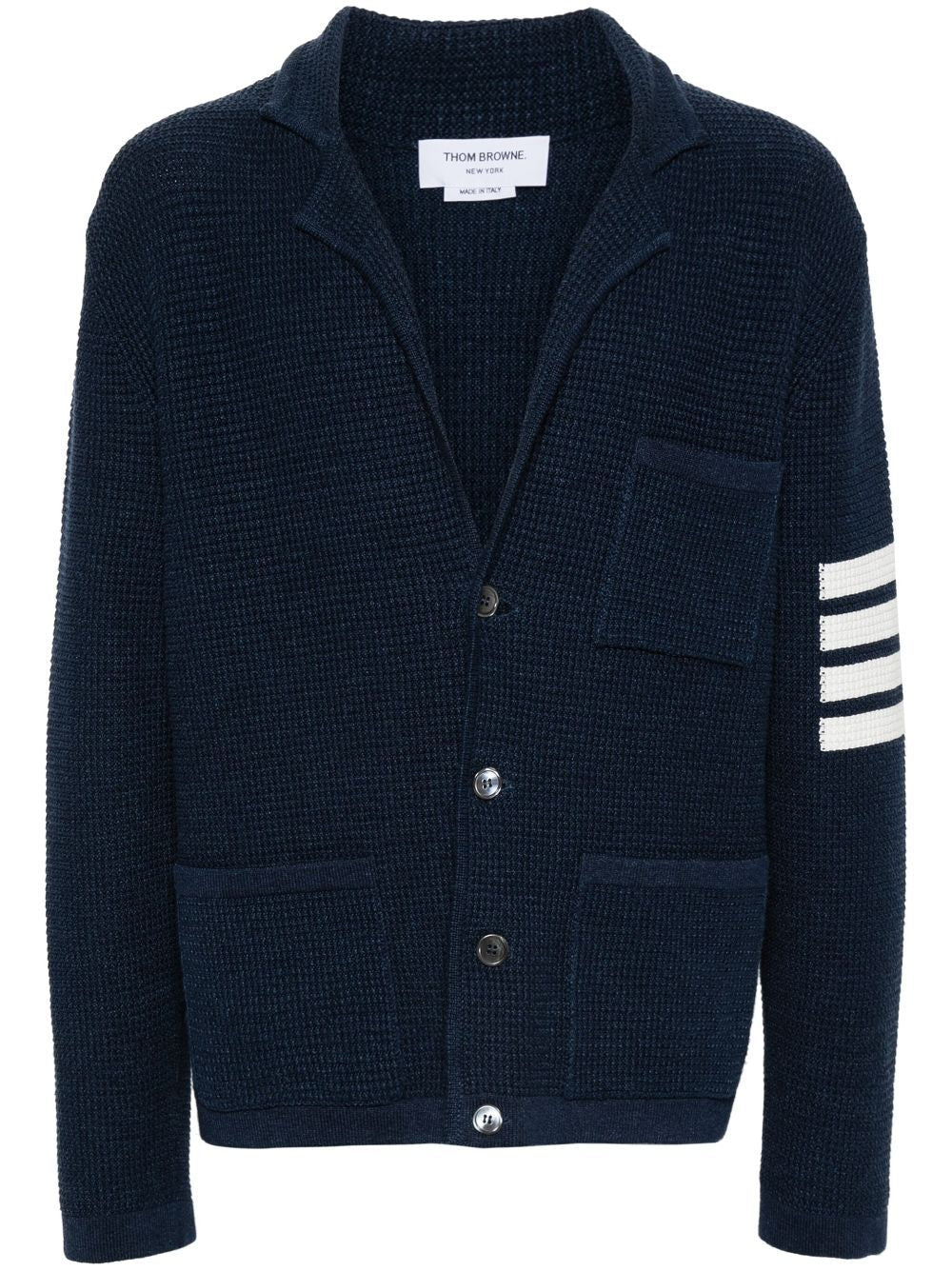 THOM BROWNE Notched Lapels Drop Shoulder Cardigan for Men