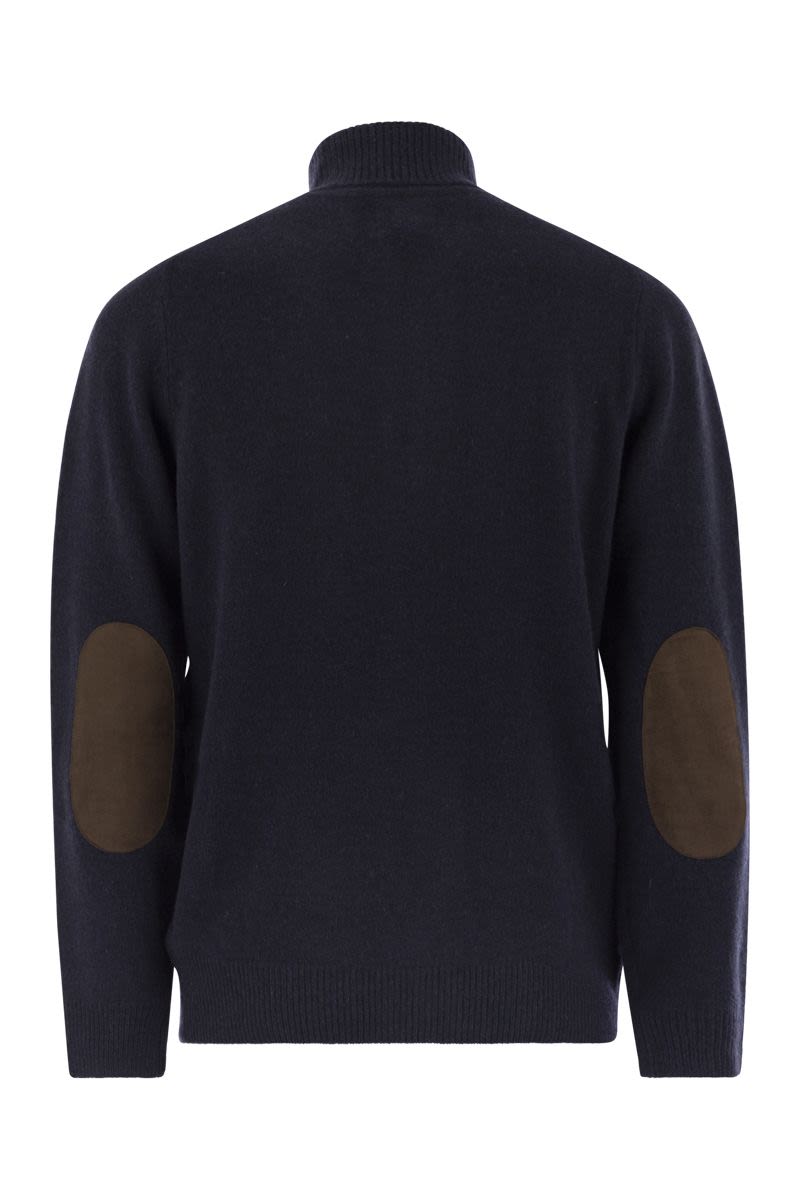 BARBOUR Chunky Knit Zip-Up Jumper with Elbow Patches