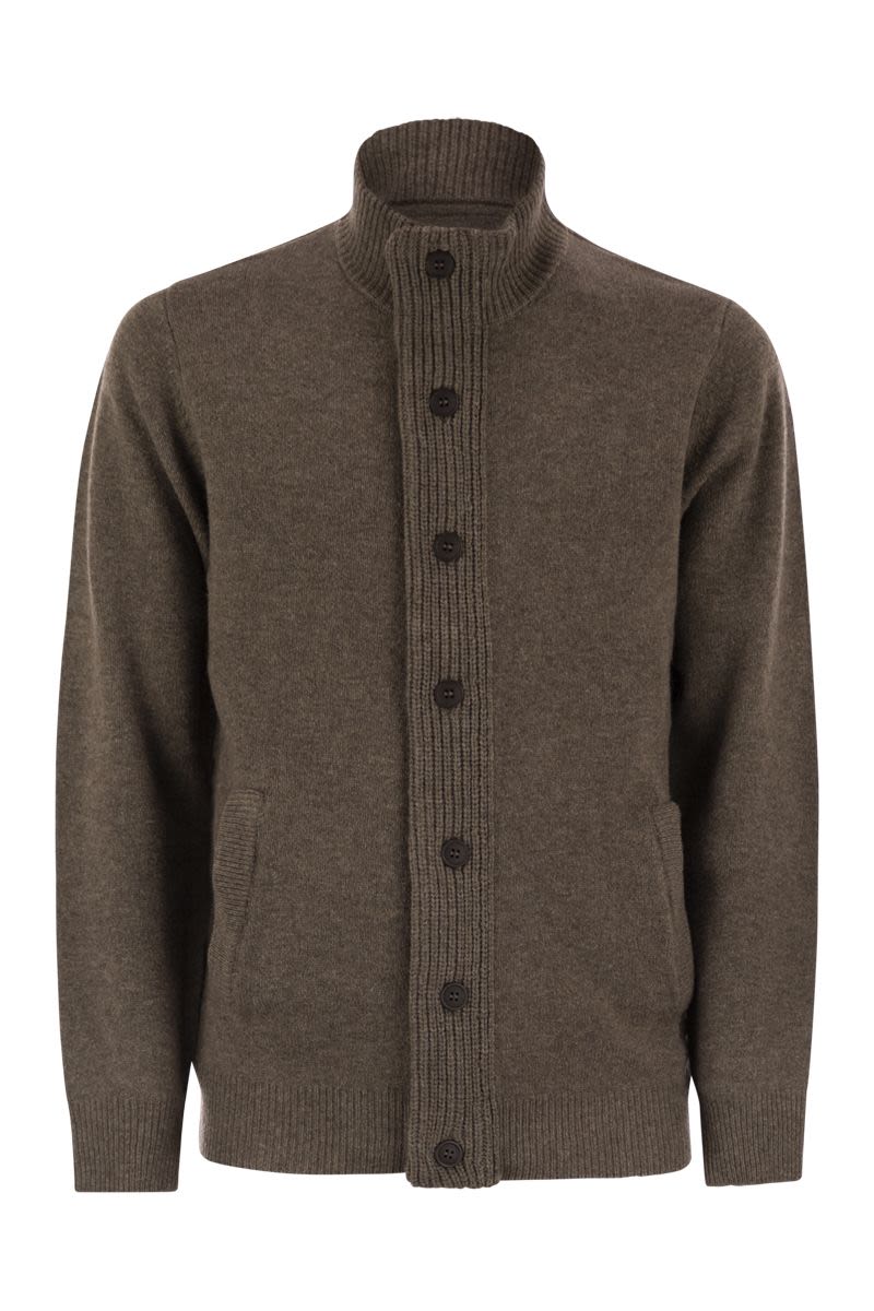 BARBOUR Chunky Knit Zip-Up Jumper with Elbow Patches
