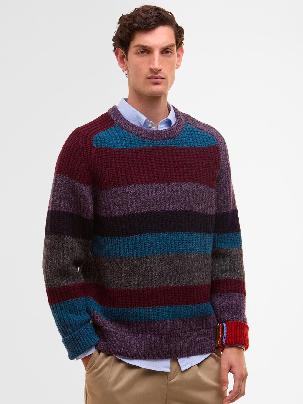 PAUL SMITH LOVES BARBOUR Multicolor Striped Crew Neck Sweater for Men