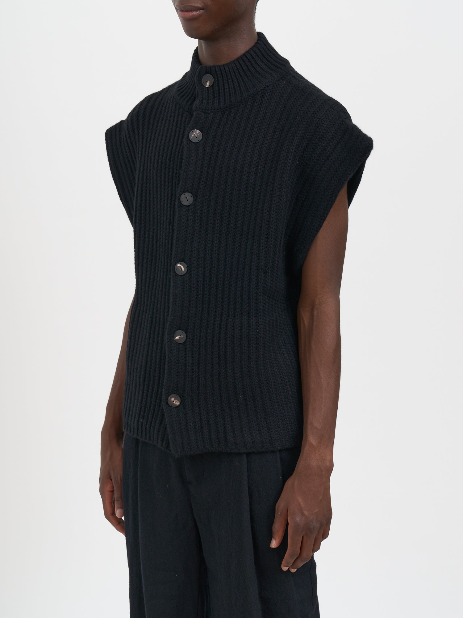 DEVOA Men's Cashmere Vest with High Collar - Size 3