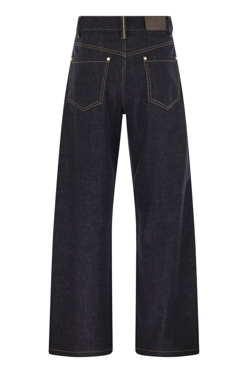 BRUNELLO CUCINELLI Women's Loose Flared Denim Pants with Moniline