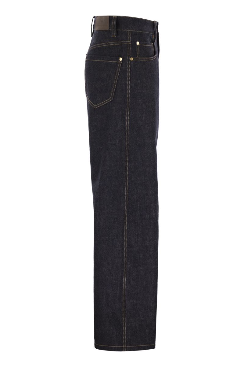 BRUNELLO CUCINELLI Women's Loose Flared Denim Pants with Moniline