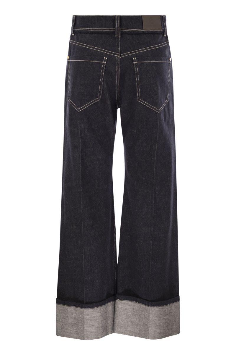 BRUNELLO CUCINELLI Cropped Denim Trousers with Turn-Ups