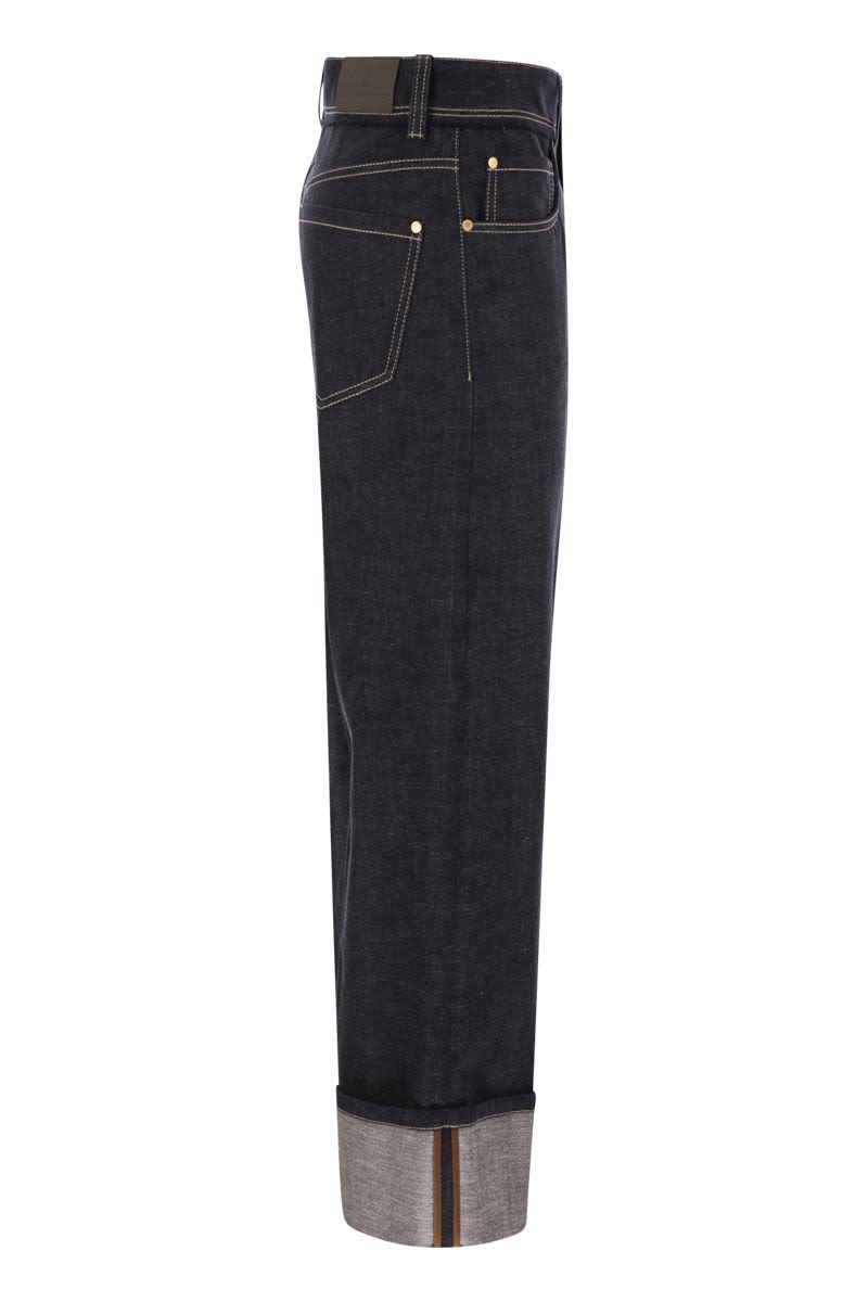 BRUNELLO CUCINELLI Cropped Denim Trousers with Turn-Ups