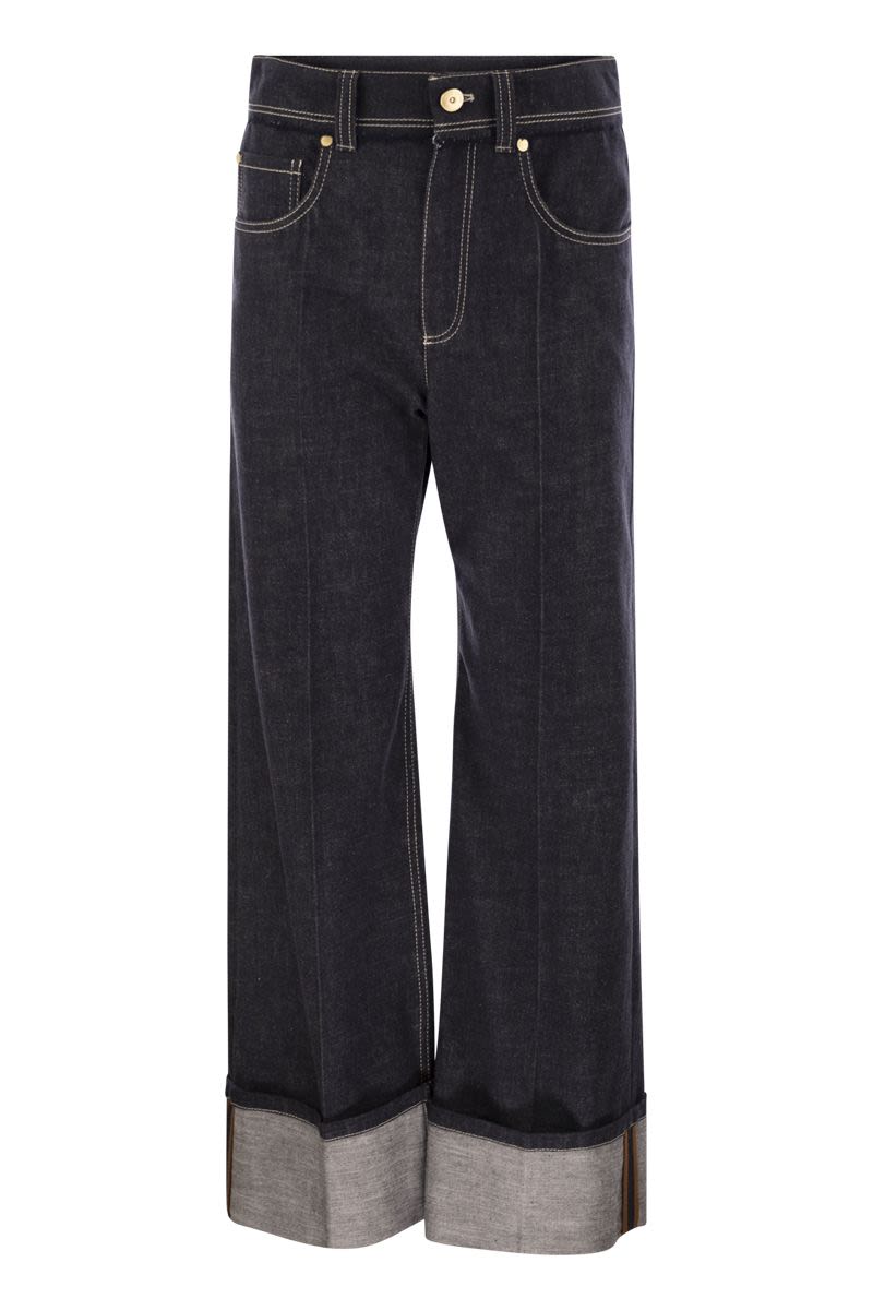 BRUNELLO CUCINELLI Cropped Denim Trousers with Turn-Ups