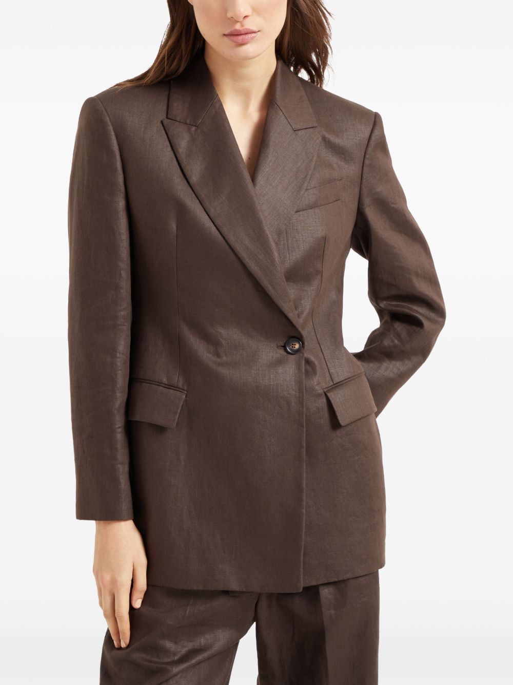 BRUNELLO CUCINELLI Shiny Linen Double-Breasted Jacket for Women