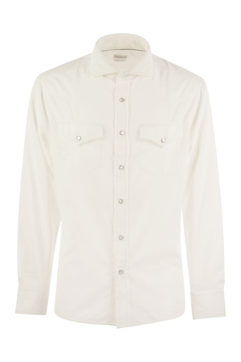 BRUNELLO CUCINELLI Garment-Dyed Corduroy Easy-Fit Shirt with Press Studs, Epaulettes and Pockets