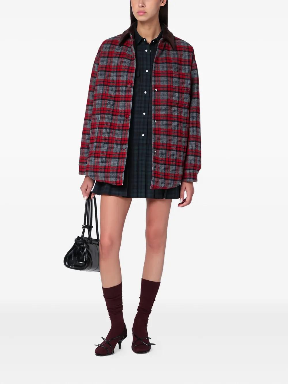 MIU MIU Plaid Jacket with Corduroy Collar