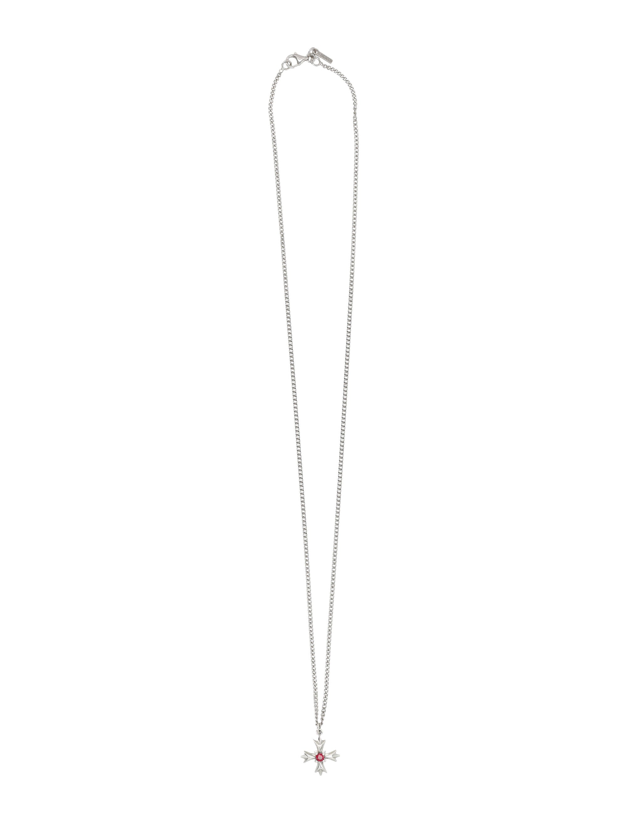 EMANUELE BICOCCHI Crest and Crystal Necklace with Central Zirconia Stone - 2cm Pendant