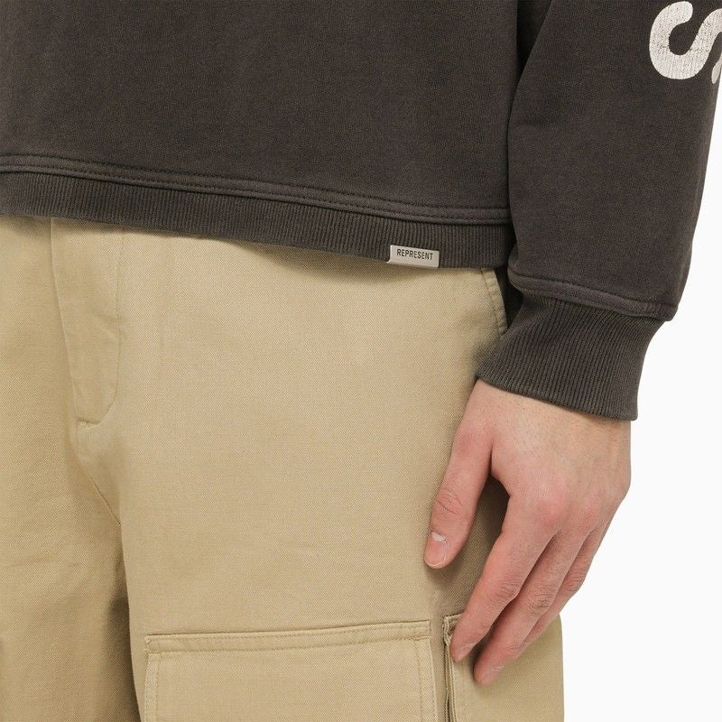 REPRESENT Washed Effect Zip-Up Cotton Polo Shirt for Men