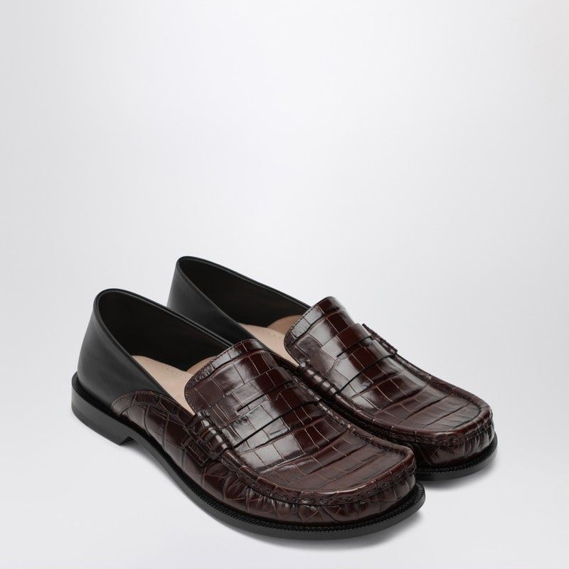 LOEWE Flap Loafers in Embossed Crocodile Leather and Smooth Leather