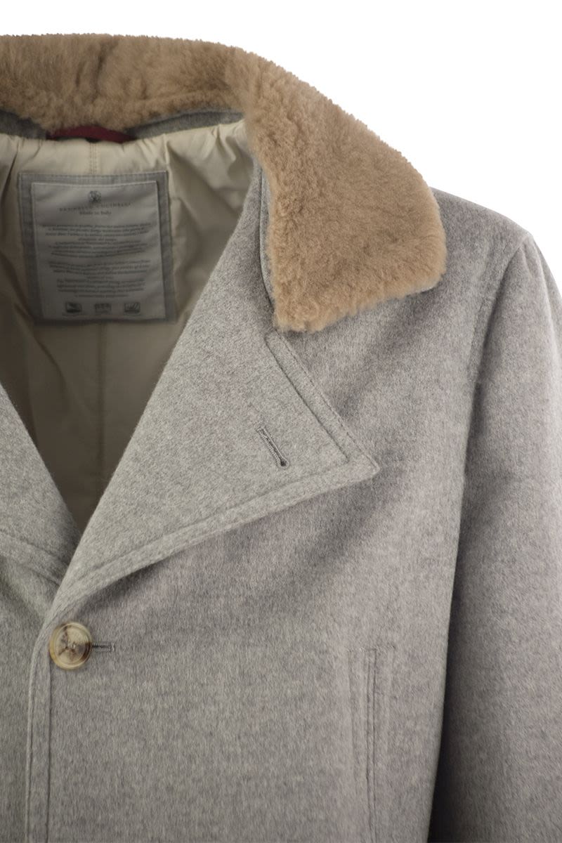 BRUNELLO CUCINELLI Cashmere Jacket with Shearling Collar for Men