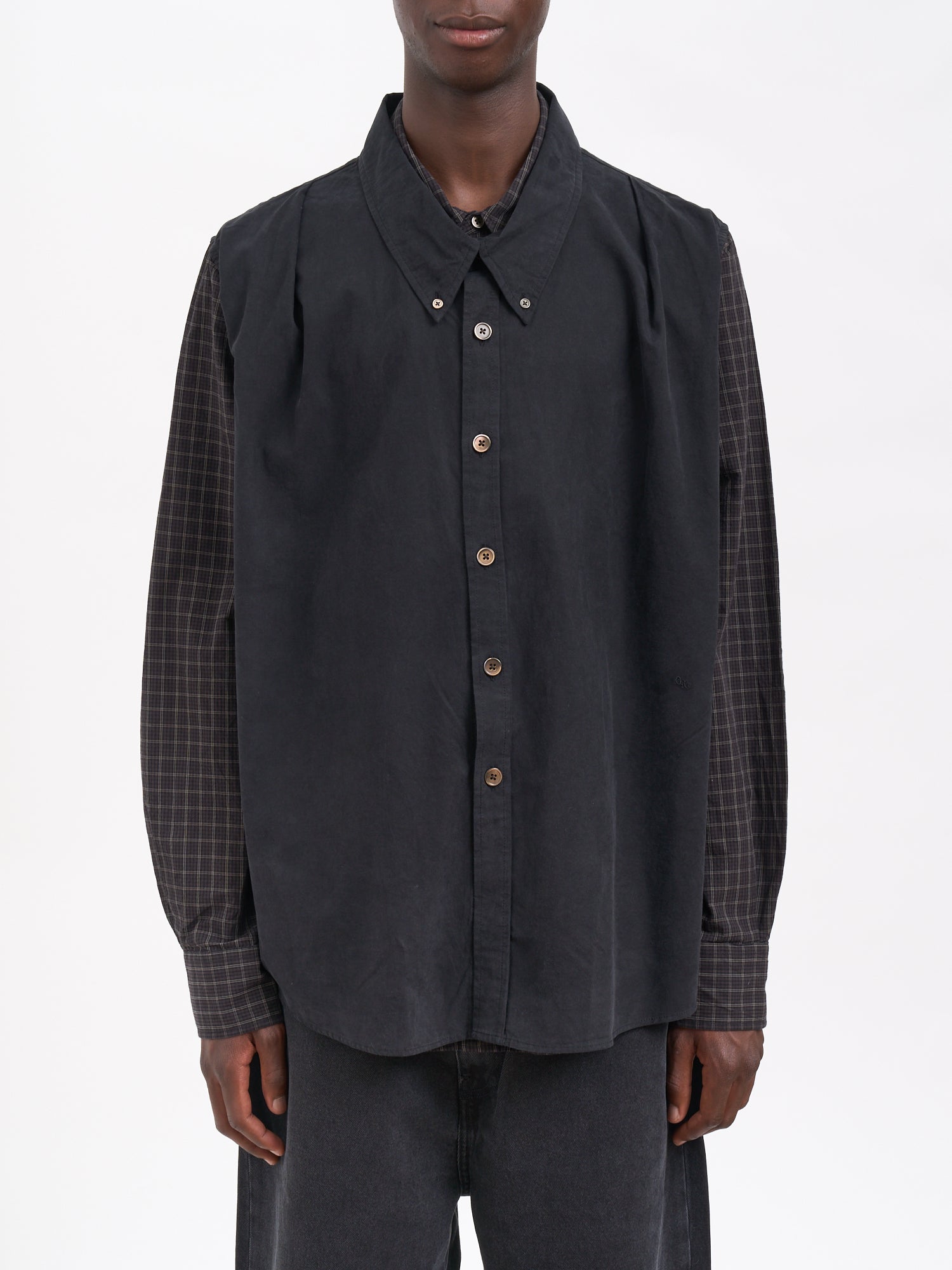 OUR LEGACY Men's Double-Layered Trompe L'Oeil Overshirt