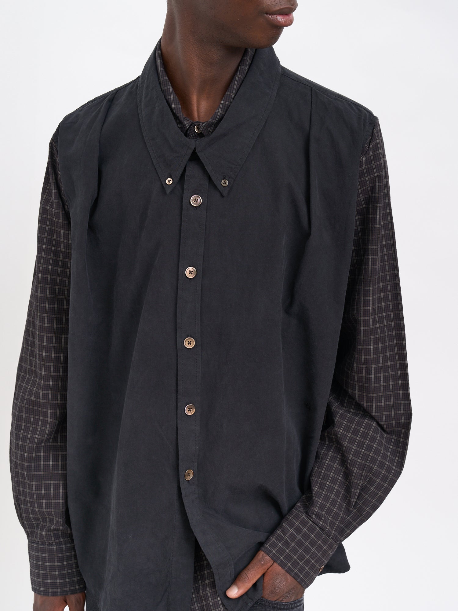 OUR LEGACY Men's Double-Layered Trompe L'Oeil Overshirt
