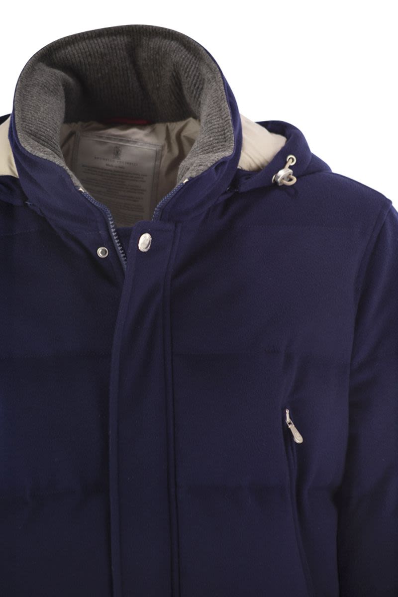 BRUNELLO CUCINELLI Men's Wool Down Jacket with Detachable Hood