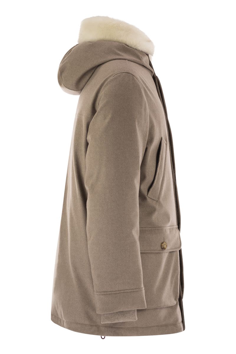 BRUNELLO CUCINELLI Men's Wool Jacket with Fur Collar