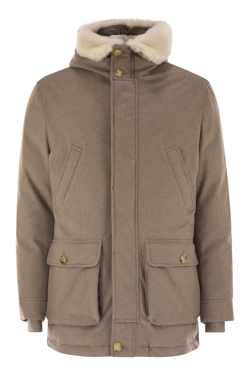 BRUNELLO CUCINELLI Men's Wool Jacket with Fur Collar