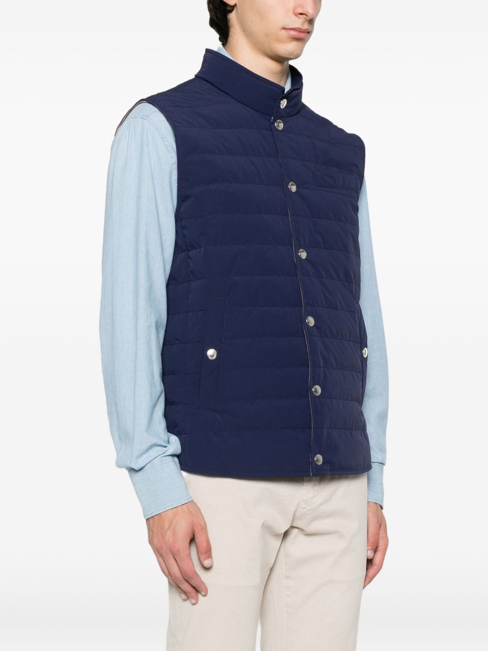 BRUNELLO CUCINELLI Quilted High Neck Sleeveless Down Vest for Men