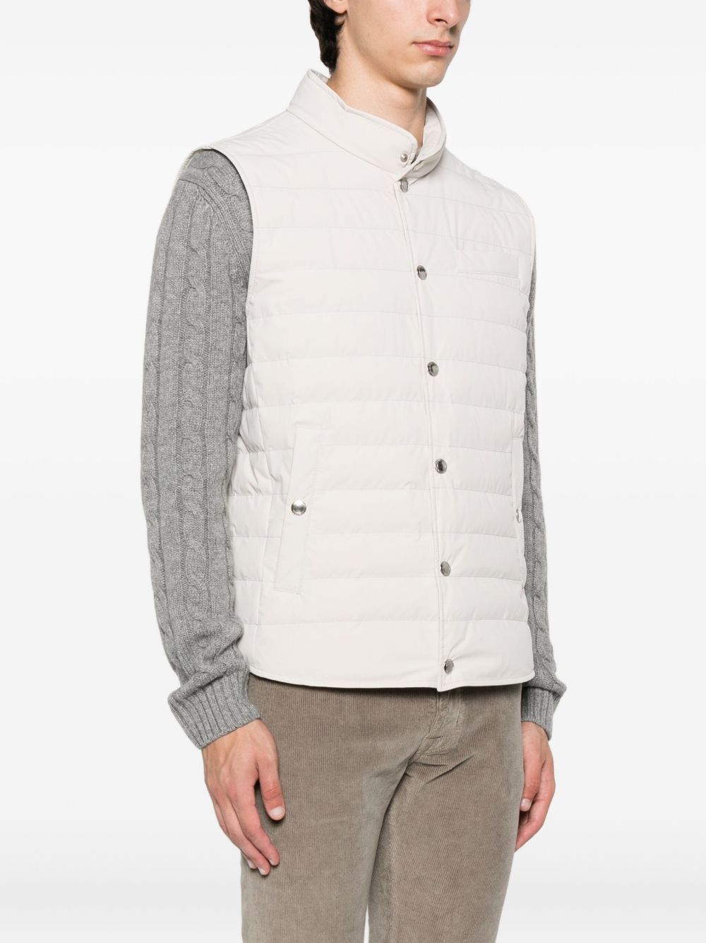 BRUNELLO CUCINELLI Quilted Stand Collar Sleeveless Down Vest for Men