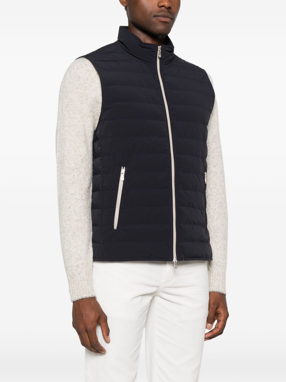 BRUNELLO CUCINELLI Sleeveless Down Jacket with Two-Way Zip Fastening for Men