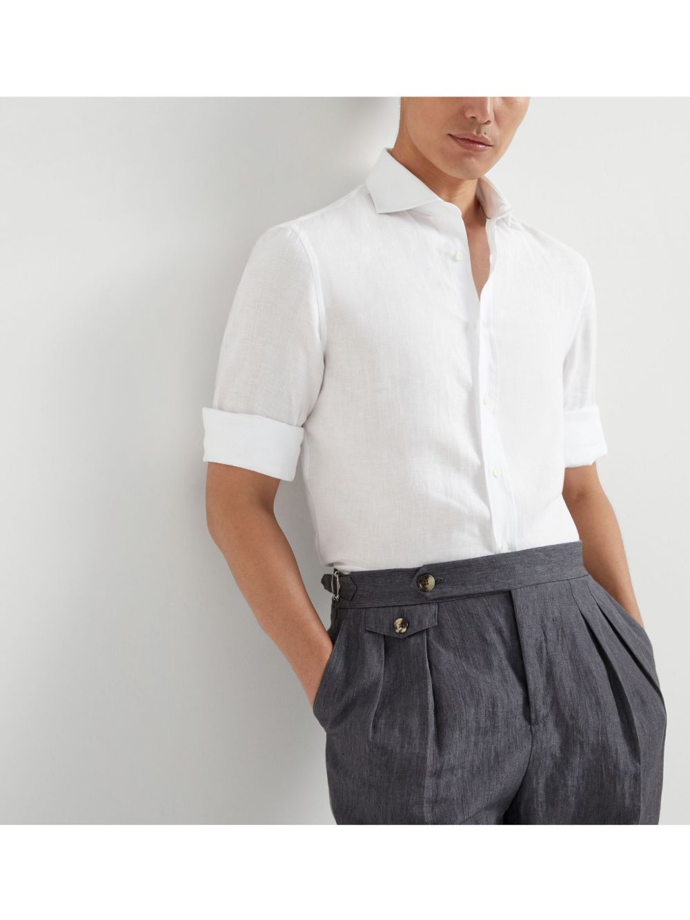 BRUNELLO CUCINELLI Men's Linen Shirt with Front Button Fastening - SS26