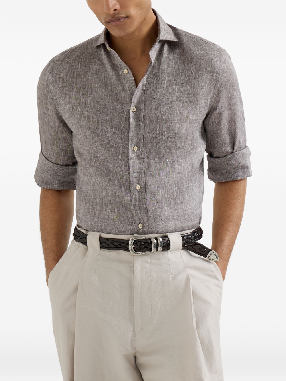 BRUNELLO CUCINELLI Linen Button-Up Shirt for Men - SS26 Collection