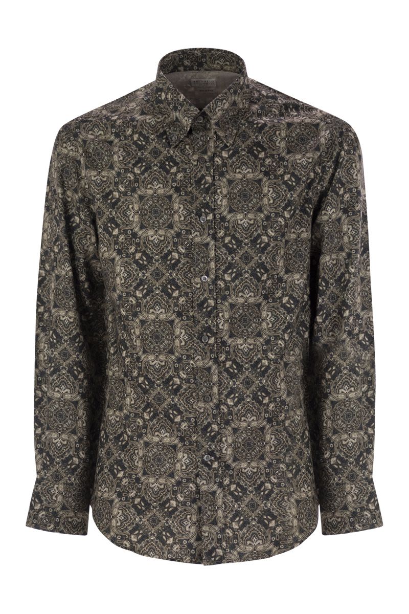 BRUNELLO CUCINELLI Men's Printed Cotton Shirt