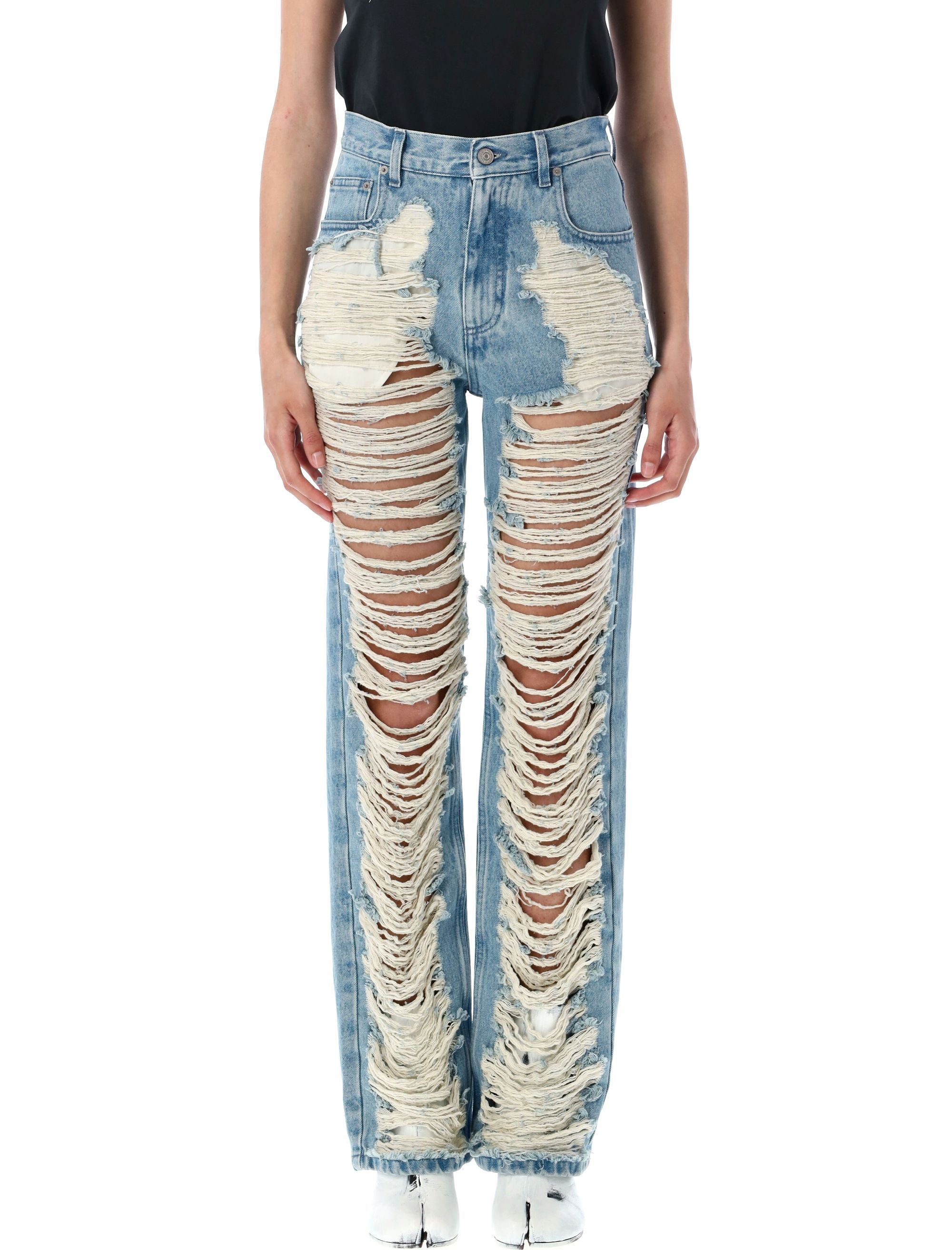 MM6 MAISON MARGIELA Ripped Straight Leg Jeans Size 26