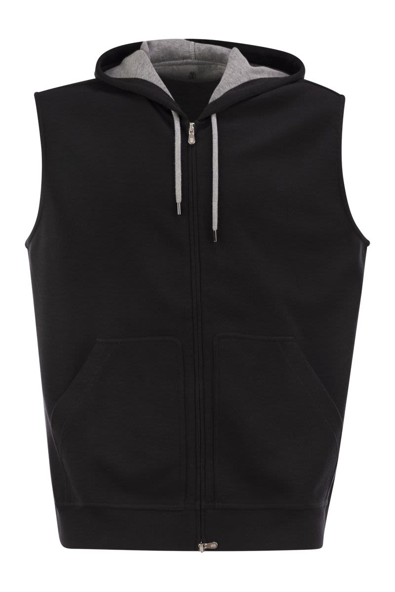 BRUNELLO CUCINELLI Men's Sleeveless Hooded Travelwear Mini Sweatshirt S/M