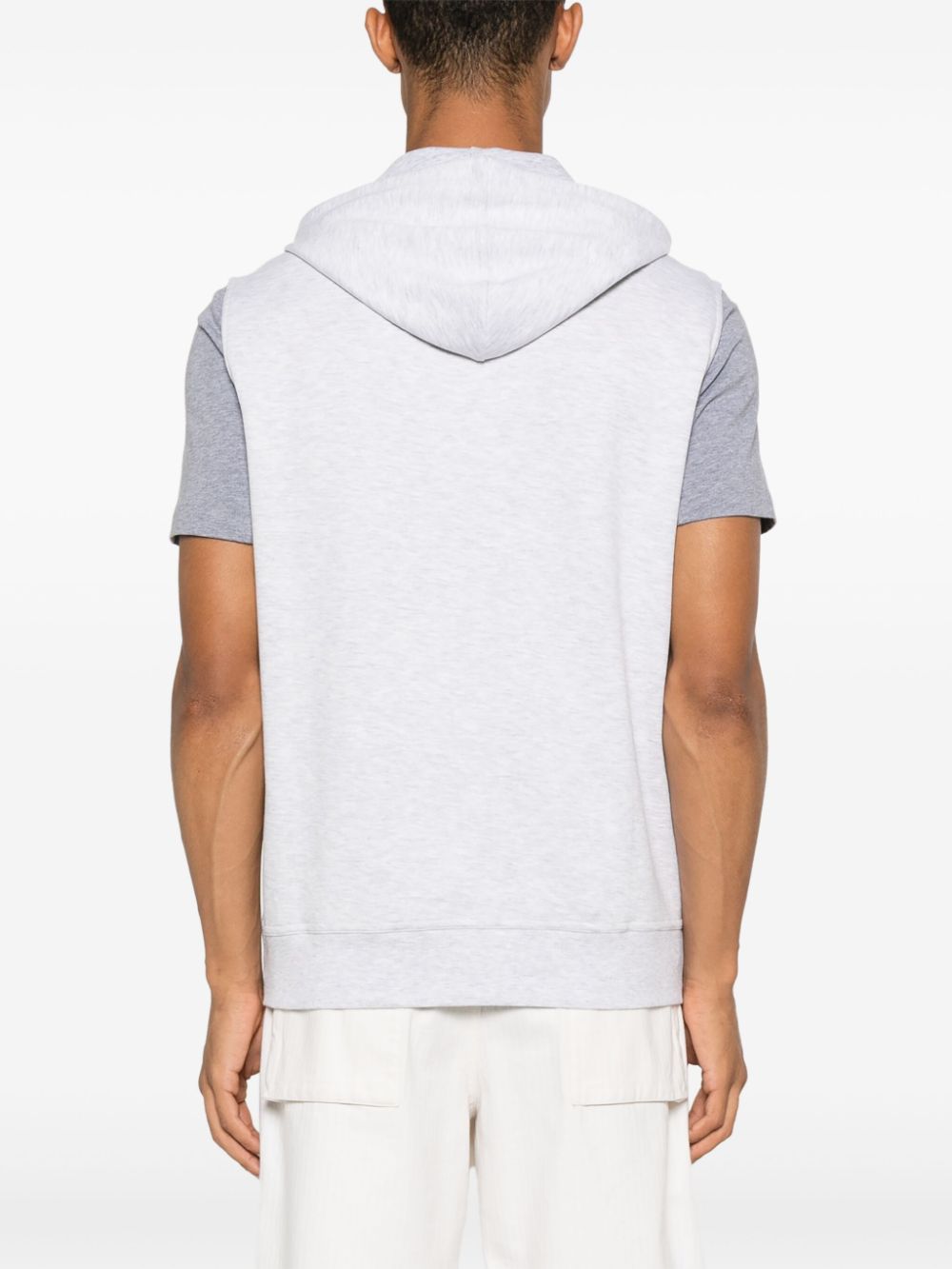 BRUNELLO CUCINELLI Sleeveless Hoodie with Two-Way Zip and Pouch Pockets