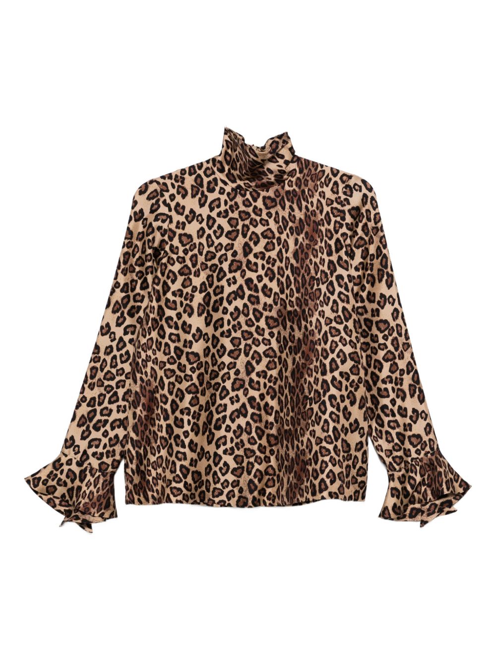 ALBERTO BIANI Printed Silk Blouse with High Neck and Long Sleeves