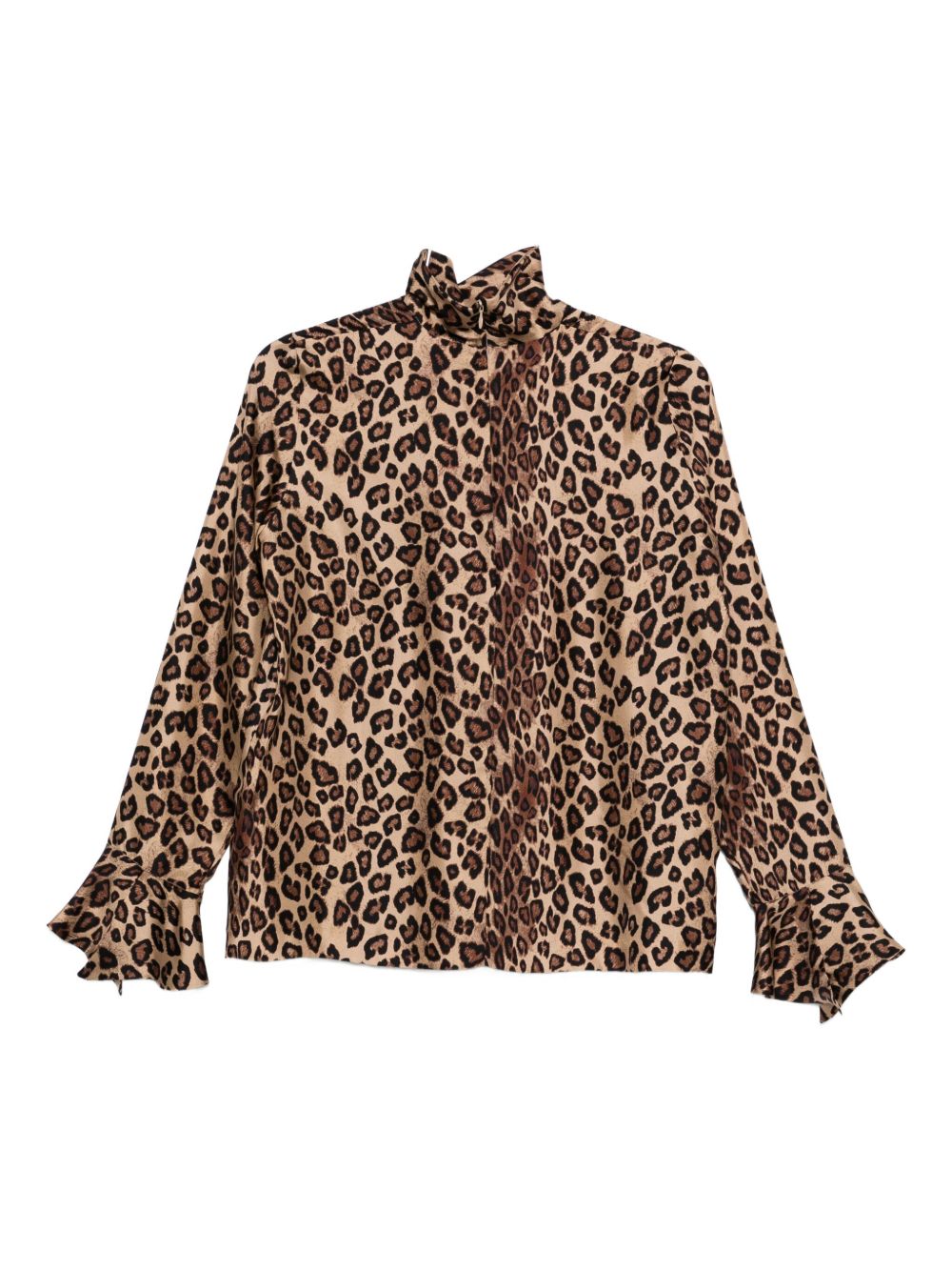 ALBERTO BIANI Printed Silk Blouse with High Neck and Long Sleeves